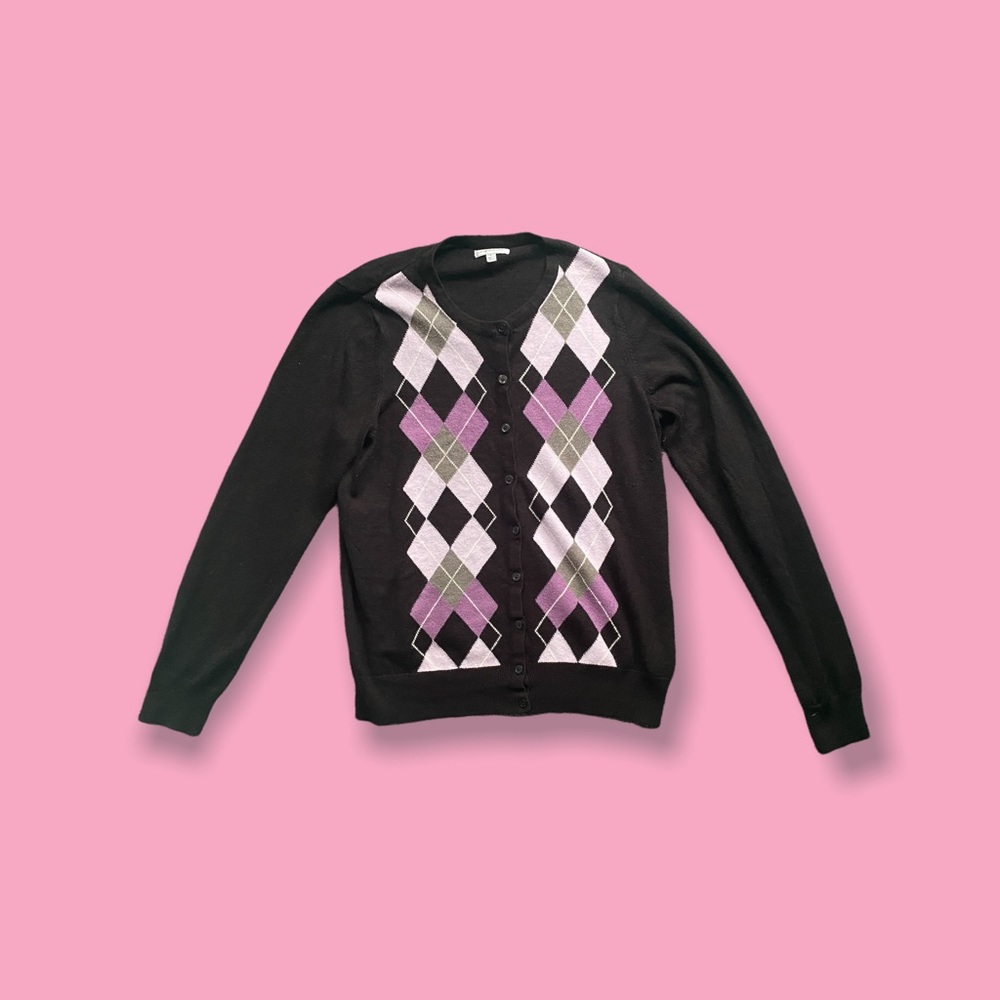 Croft&Barrow Purple Argyle Sweater